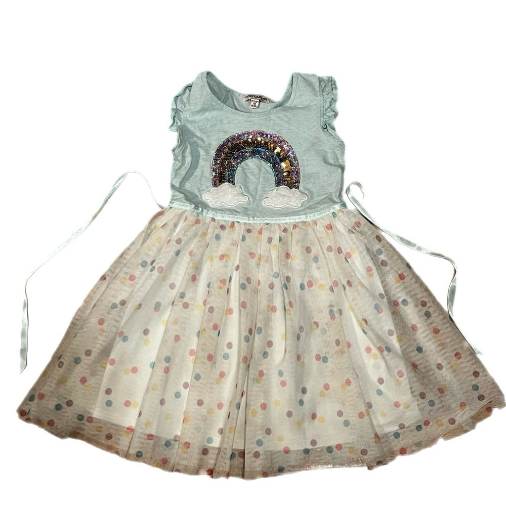 Chenault girl Rainbow Sequin Dress with Polka Dot Skirt Sz 4-6